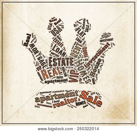 Real Estate Keywords Tag Cloud   - Halftone  Vintage   Poster