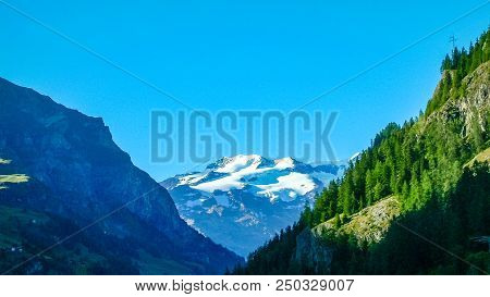 Panoramic View Of Monte Rosa An Alpine Valley