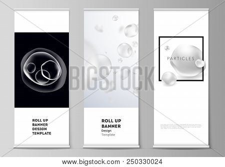 The Vector Layout Of Roll Up Banner Stands, Vertical Flyers, Flags Design Business Templates. Spa An
