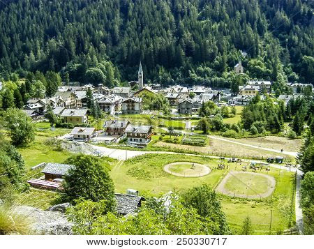 Panoramic View Of An Alpine Valley