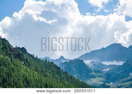 Panoramic View Of An Alpine Valley