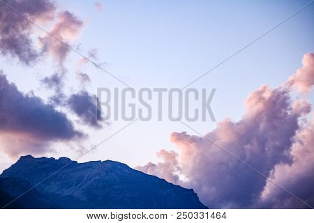 Sunset Sky In An Alpine Valley