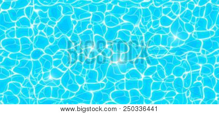 Water Pool Texture Bottom Vector Background, Ripple And Flow With Waves. Summer Blue Aqua Swiming Se