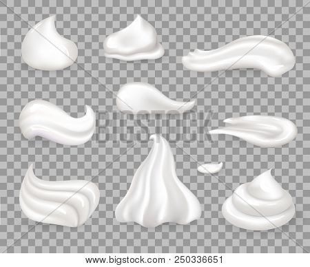 Soft Sweet Delicious Whipped Cream Samples Set. Light Topping For Desserts With Tender Consistency V