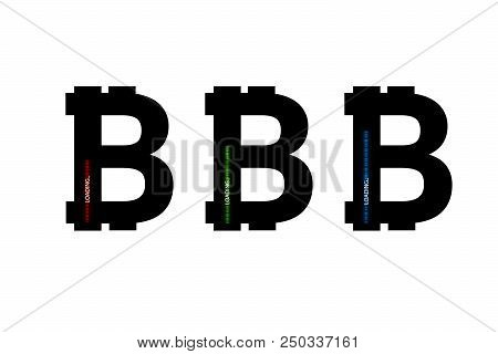 Flat Design. Business Concept. Vector Illustration. Bitcoin Progress Loading Bar With Lighting. Flat
