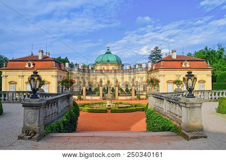 Buchlovice, Czech Republic - July 12, 2018: Chateau Buchlovice Is Designed In The Italian Baroque St