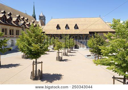 Geneva Switzerland July 3 2018: The Collège Calvin, Formerly The College Of Geneva, Is The Oldest Pu