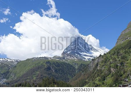 Mountain Landscape, In The Pennine Alps In The Canton Of Valais