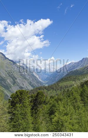 Mountain Landscape, In The Pennine Alps In The Canton Of Valais