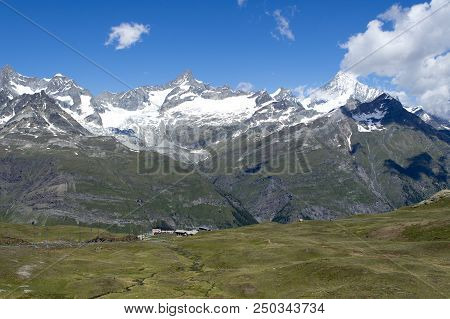 Mountain Landscape, In The Pennine Alps In The Canton Of Valais