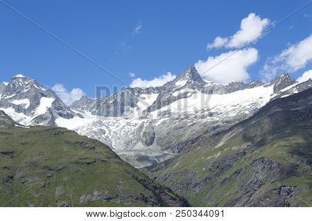 Mountain Landscape, In The Pennine Alps In The Canton Of Valais