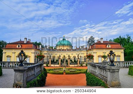 Buchlovice, Czech Republic - July 12, 2018: Chateau Buchlovice Is Designed In The Italian Baroque St