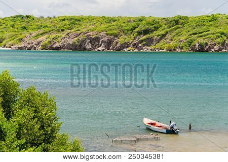 Cap Chevalier, Martinique, France - 27 July 2017: Ilot Chevalier At Cap Chevalier, Martinique