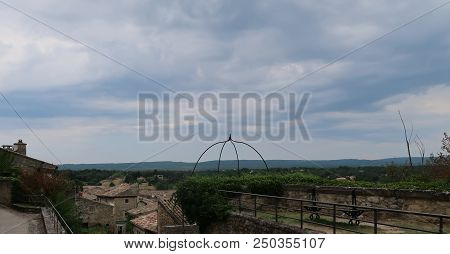 Grignan, France - July 16, 2018: Photography Showing A The Village Of Grignan And Its Surrounding Ar