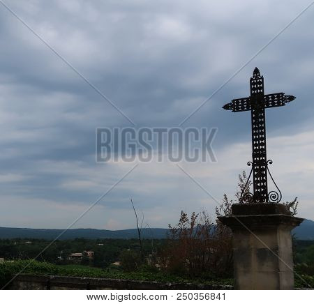Grignan, France - July 16, 2018: Photography Showing A The Village Of Grignan And Its Surrounding Ar