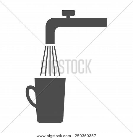 Spigot, Tap Water And Cup. Vector. Isolated On White Background.