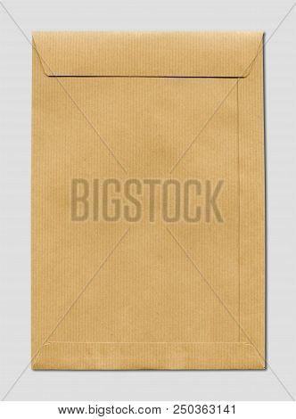 Large A4 Brown Paper Enveloppe Mockup Template Isolated On Grey Background