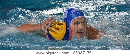Budapest, Hungary - Jul 25, 2017. Nagaev Ivan (8) Russian Waterpolo Player. Fina Waterpolo World Cha