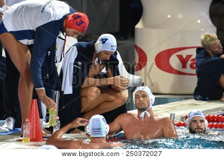 Budapest, Hungary - Jul 25, 2017. The Hungarian Men Waterpolo Team (zalanki Gergo 4, Hosnyanszky Nor