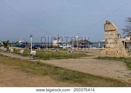 Cacheu, Republic Of Guinea-bissau - February 1, 2018: View Of The Port Of The City Of Cacheu In Guin