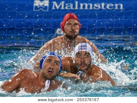 Budapest, Hungary - Jul 25, 2017. Gor-nagy Miklos (hun) Defends Against Lisunov Sergey (rus). Nagy V