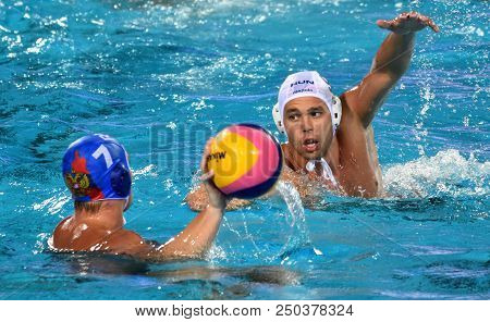 Budapest, Hungary - Jul 25, 2017. Erdelyi Balazs (9) Hungarian Waterpolo Player. Fina Waterpolo Worl