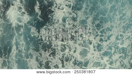 Aerial Photography. A Deep Blue Sea With Beautiful Waves Fascinates With Its Beauty.