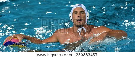 Budapest, Hungary - Jul 25, 2017. Hosnyanszky Norbert (6) Hungarian Waterpolo Player. Fina Waterpolo