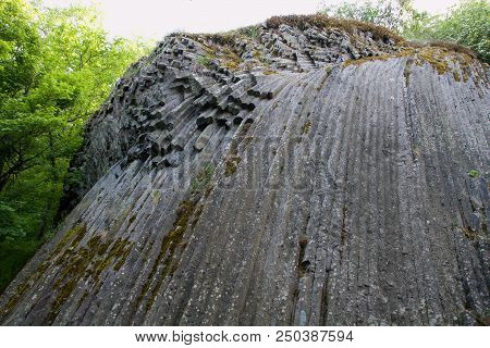 Basalt Waterfall By Somoska Castle In Slovakia