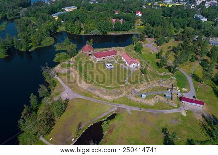 The Ancient Korela Fortress In The City Landscape On A Sunny June Day (aerial Photography). Priozers