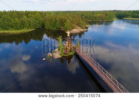 Vuoksa River And The Church Of St. Andrew The First-called. June Sunny Day (aerial Photography). Len