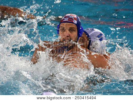 Budapest, Hungary - Jul 27, 2017. Randelovic Sava (srb, Cap 4) Fights Against Loncar Luka (cro, Cap 