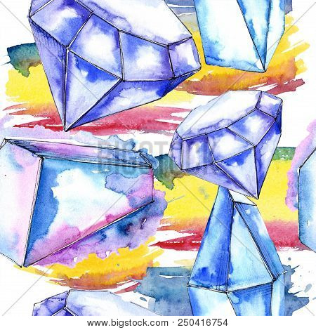 Colorful Diamond Rock Jewelry Mineral.seamless Background Pattern. Fabric Wallpaper Print Texture. G
