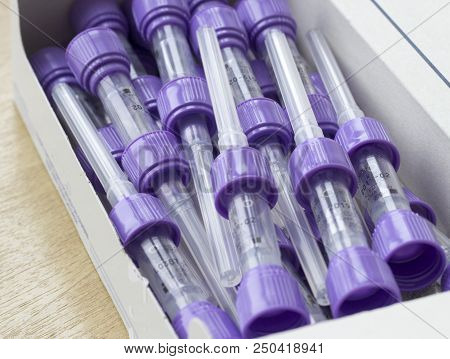 A Whole Package Of New Medical Lancets For Taking Blood, Close-up, Laboratory