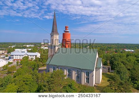 View Of The Ancient Lutheran Church On A Sunny July Day. Hanko, Finland