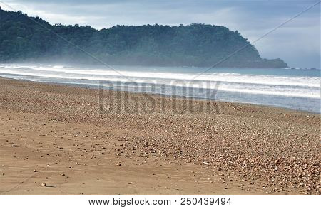 Jaco Beach With Rain Forest In Beautiful Costa Rica