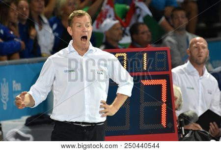 Budapest, Hungary - Jul 27, 2017. Marcz Tamas, Head Coach Of Hungary Men Waterpolo Team. Fina Waterp