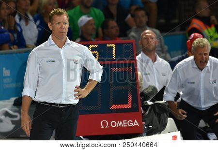 Budapest, Hungary - Jul 27, 2017. Gerendas Gyorgy And Marcz Tamas Head Coach Of Hungary Men Waterpol