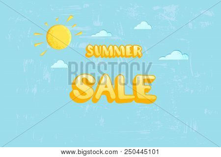 Summer Sale Card With Textired Background. Template For Ad With Bright Decoration. Vector Illustrati