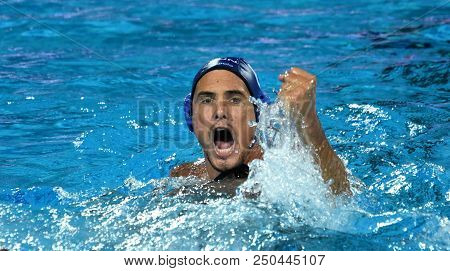 Budapest, Hungary - Jul 27, 2017. Hosnyanszky Norbert (6) Hungarian Waterpolo Player In The Semifina