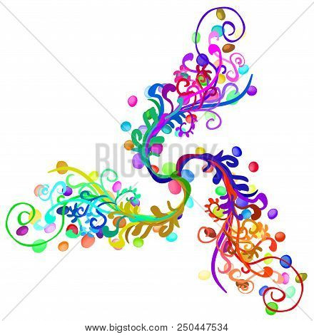 Jellybean Floral, Vector Cartoon Color Illustration Design Element Horizontal, Over White, Isolated
