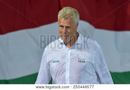 Budapest, Hungary - Jul 27, 2017. Gerendas Gyorgy Coach Of Hungary Men Waterpolo Team In The Semifin