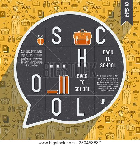 Back To School Composition With Big Gray Claud Talk And White Big Words On Them Vector Illustration