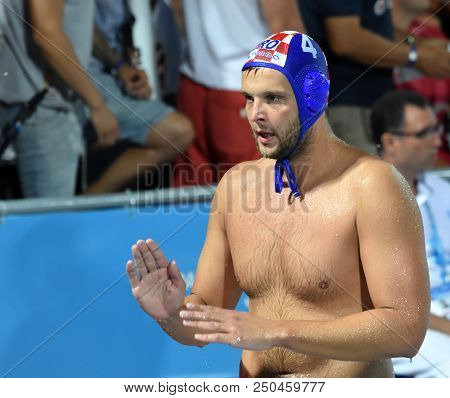 Budapest, Hungary - Jul 29, 2017.  Loncar Luka (cro) Playing Against Hungary In The Final. Fina Wate