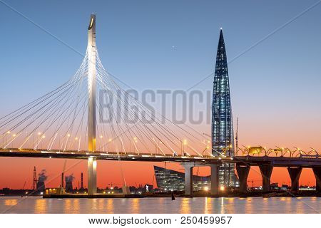 Saint-petersburg, Russia, May 28, 2018: Skyscraper Lahta Center On The Shore Of The Gulf Of Finland 