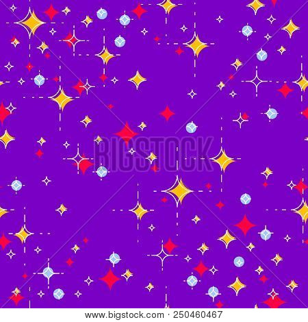 Space Seamless Background With Stars, Undiscovered Galaxy Cosmic Fantastic And Interesting Textile F