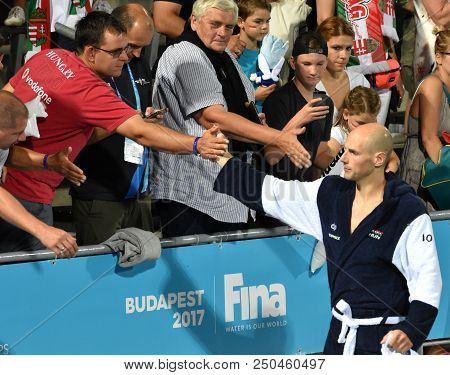 Budapest, Hungary - Jul 29, 2017.  Varga Denes (10) Hungarian Waterpolo Player In The Final. Fina Wa
