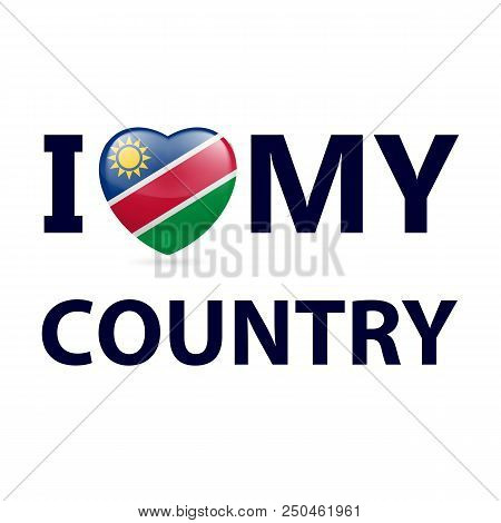 Heart With Namibian Flag Colors. I Love My Country - Namibia