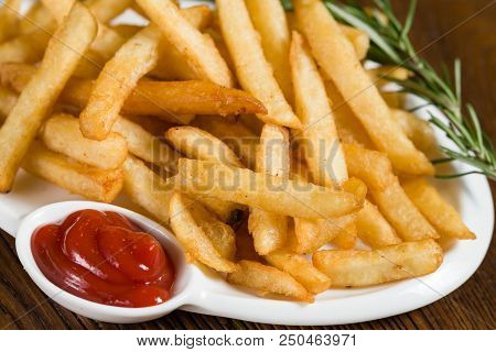 Close Up Shot Of Golden French Fries