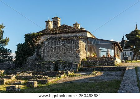 Ioannina, Greece - December 27, 2014: Amazing Sunset View Of Castle Of Ioannina, Epirus, Greece